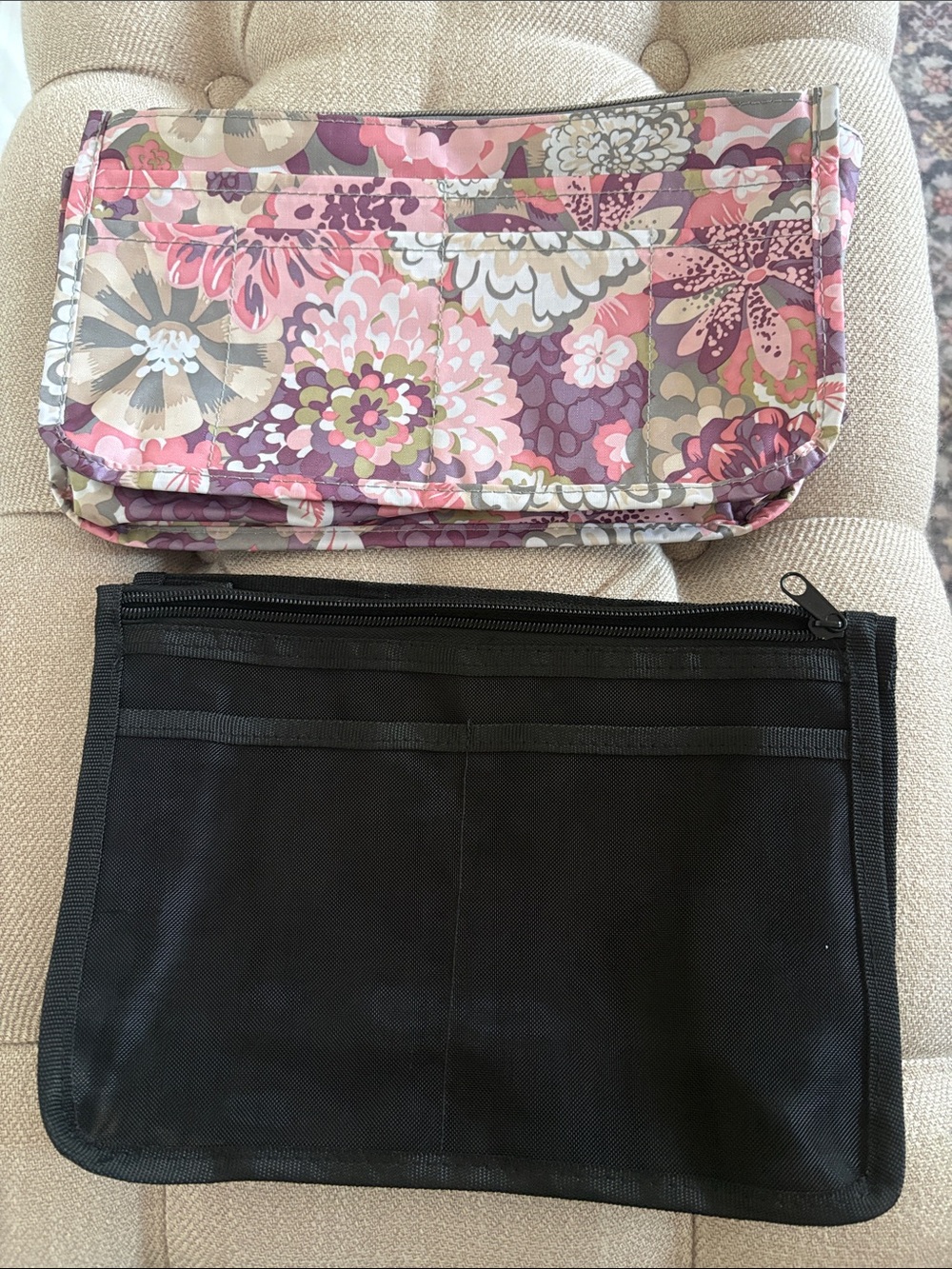 2 Purse Organizers-Floral & Black